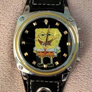 Black SpongeBob Character Analog Wristwatch